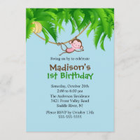 Sweet Safari Monkey Birthday Invitation