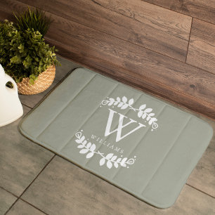Sweet Sage Green Monogram Bath Mat