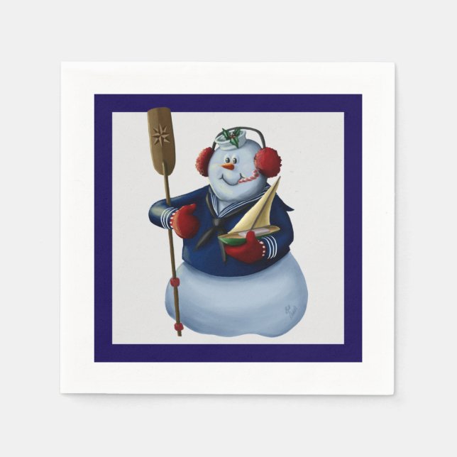 Sweet Sailor Snowman Holiday Napkins (Front)