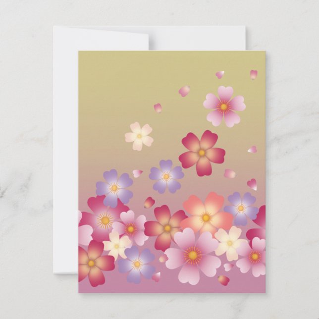Sweet Sakura Blossoms Kimono Style Pink & Green Card (Front)