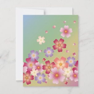 Sweet Sakura Blossoms Kimono Style Rainbow Card