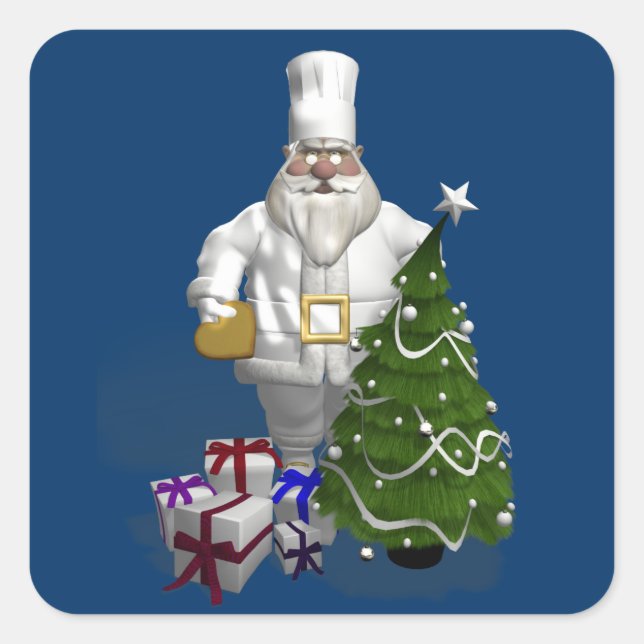 Sweet Santa Claus Chef Square Sticker (Front)