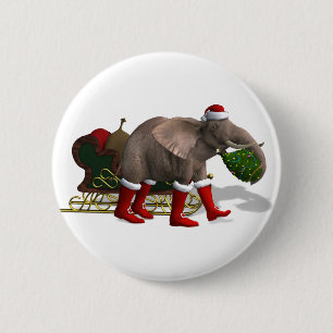 Sweet Santa Claus Elephant 6 Cm Round Badge