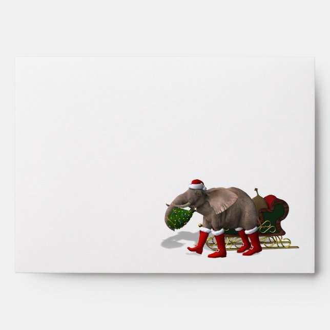 Sweet Santa Claus Elephant Envelope (Front)
