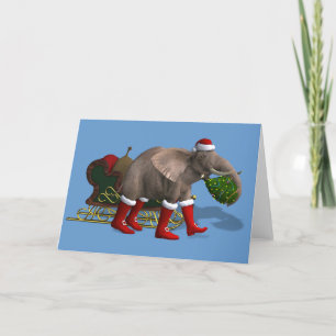 Sweet Santa Claus Elephant Holiday Card