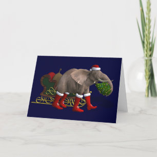 Sweet Santa Claus Elephant Holiday Card