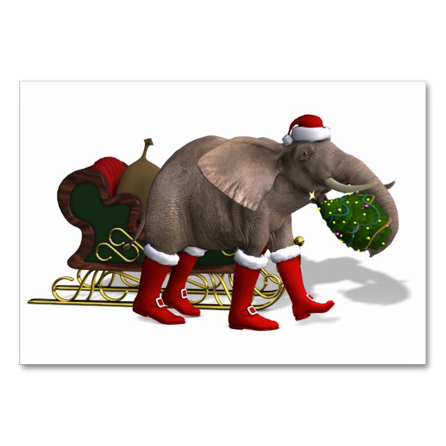 Sweet Santa Claus Elephant Table Number (Front)