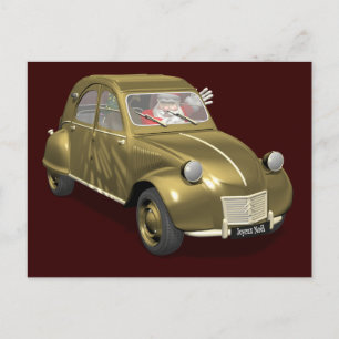 Sweet Santa Claus In Citroen 2CV Holiday Postcard