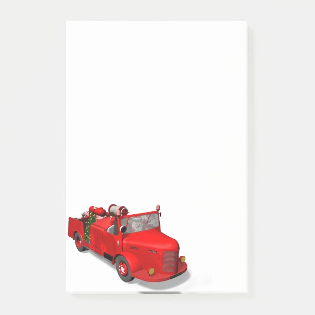 Sweet Santa Claus In Fire Engine Post-it Notes (Front)