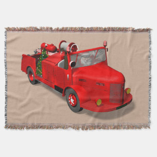 Sweet Santa Claus In Fire Engine Throw Blanket