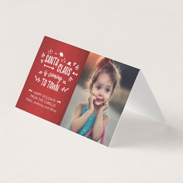 Sweet Santa Claus is coming Script Photo Mini Card (Front)