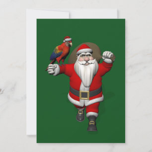 Sweet Santa Claus Loves Macaws Parrots Holiday Card