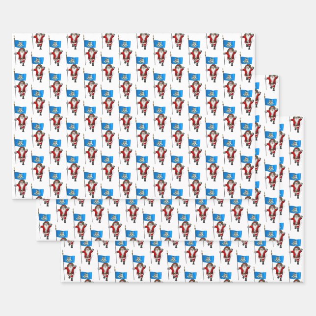 Sweet Santa Claus Visits Connecticut Wrapping Paper Sheet (Set)