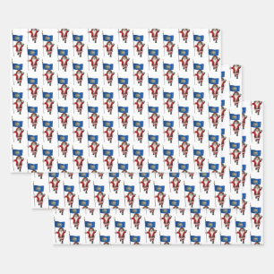 Sweet Santa Claus Visits New Hampshire Wrapping Paper Sheet