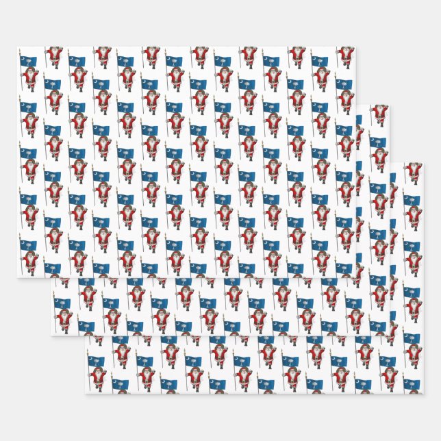 Sweet Santa Claus Visits South Carolina Wrapping Paper Sheet (Set)