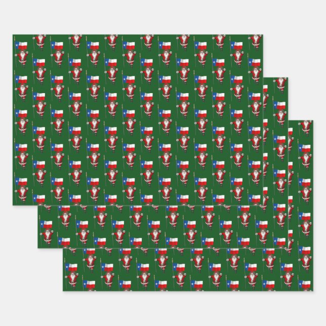 Sweet Santa Claus Visits Texas Wrapping Paper Sheet (Set)