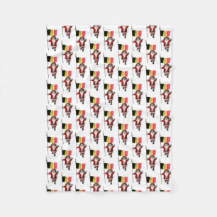 Sweet Santa Claus With Ensign Of Belgium Fleece Blanket