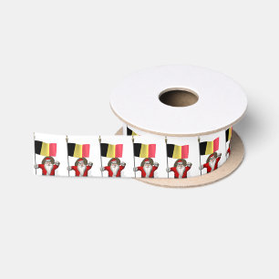 Sweet Santa Claus With Ensign Of Belgium Satin Ribbon