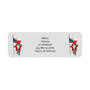 Sweet Santa Claus With Ensign Of Czech Republic Return Address Label