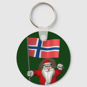 Sweet Santa Claus With Ensign Of Norway Key Ring