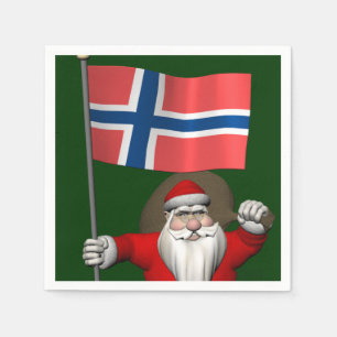 Sweet Santa Claus With Ensign Of Norway Napkin