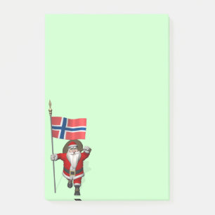 Sweet Santa Claus With Ensign Of Norway Post-it Notes