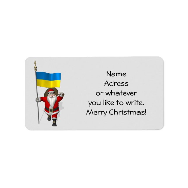 Sweet Santa Claus With Ensign Of The Ukraine Label (Front)