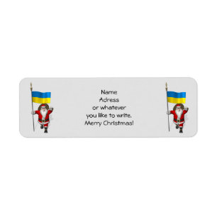 Sweet Santa Claus With Ensign Of The Ukraine Return Address Label