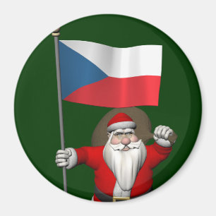 Sweet Santa Claus With Flag Of Czech Republic Magnet