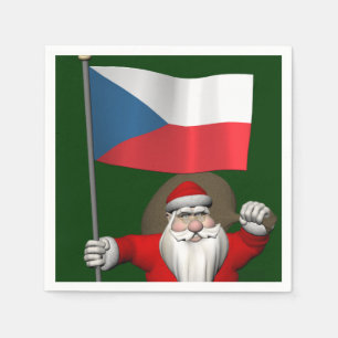 Sweet Santa Claus With Flag Of Czech Republic Napkin