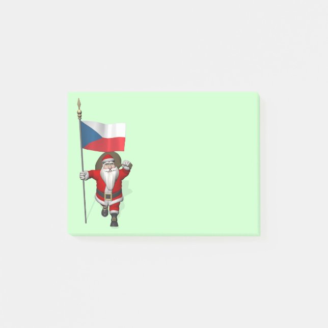 Sweet Santa Claus With Flag Of Czech Republic Post-it Notes (Front)