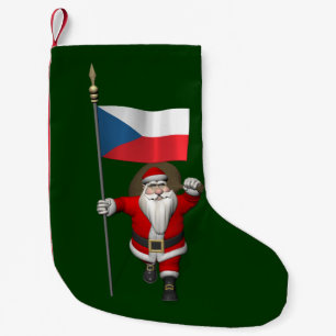 Sweet Santa Claus With Flag Of Czech Republic Small Christmas Stocking