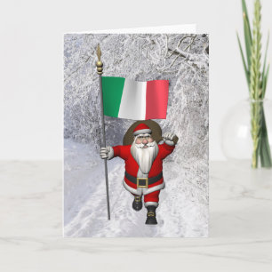 Sweet Santa Claus With Flag Of Italy Holiday Card