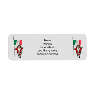 Sweet Santa Claus With Flag Of Italy Return Address Label