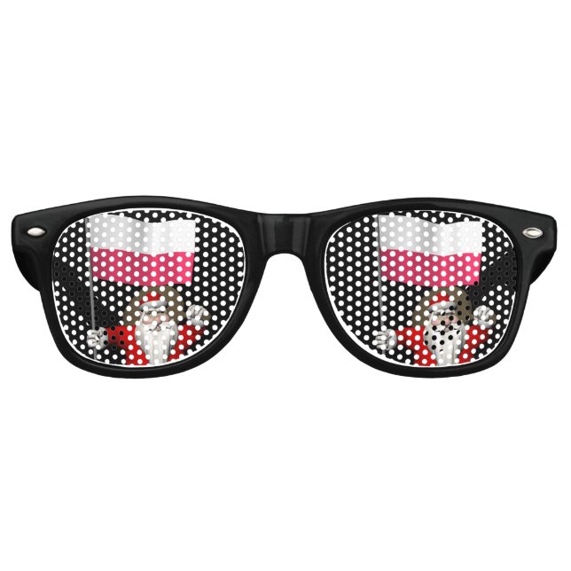 Sweet Santa Claus With Flag Of Poland Retro Sunglasses (Front)