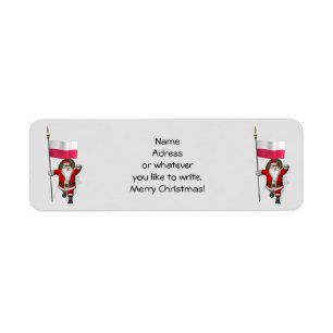 Sweet Santa Claus With Flag Of Poland Return Address Label