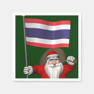 Sweet Santa Claus With Flag Of Thailand Napkin