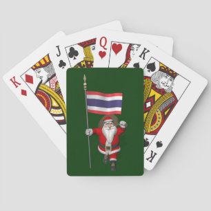 Sweet Santa Claus With Flag Of Thailand Playing Cards