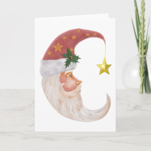 Sweet Santa Half Moon - add your own text Holiday Card (Front)