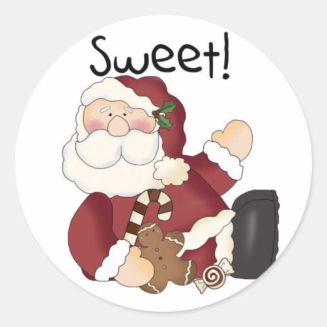 Sweet Santa Holiday Tshirts and Gifts Classic Round Sticker (Front)