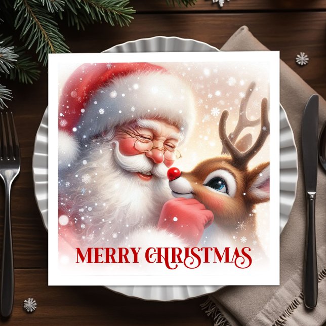 Sweet Santa Rudolph Christmas Party Napkins (Sweet Santa Rudolph Christmas Party Napkins)