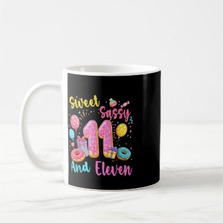 Sweet sassy and eleven 11th birthday sweet doughnu coffee mug