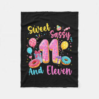 Sweet sassy and eleven 11th birthday sweet doughnu fleece blanket