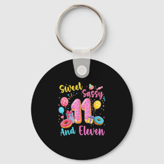 Sweet sassy and eleven 11th birthday sweet doughnu key ring