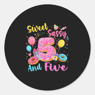 Sweet sassy and five 5th birthday sweet doughnut classic round sticker