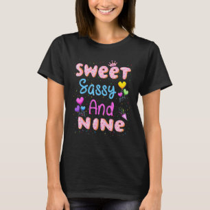 Sweet Sassy And Nine 9th Birthday Doughnut 9 Years T-Shirt