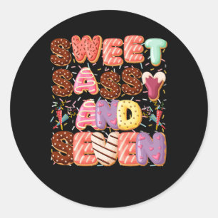 Sweet Sassy And Seven Birthday 7 Year Old 7th Birt Classic Round Sticker