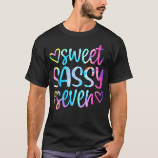 Sweet Sassy And Seven Girls Birthday Tie Dye 7 Yea T-Shirt
