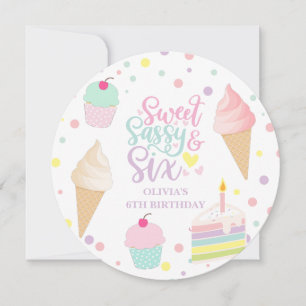 Sweet Sassy and Six Ice cream Invitation