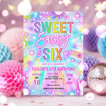 Sweet Sassy And Six Neon Glow 6th Birthday Party Invitation<br><div class="desc">Sweet Sassy And Six Neon Glow 6th Birthday Party Invitation</div>